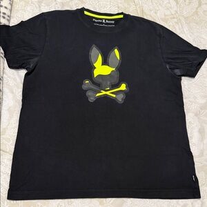 Psycho Bunny Black T-Shirt with Yellow Accents